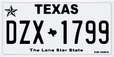 TX license plate DZX1799