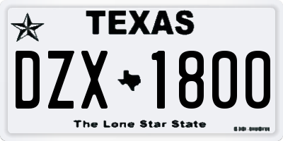 TX license plate DZX1800