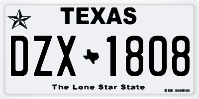 TX license plate DZX1808