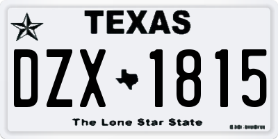 TX license plate DZX1815