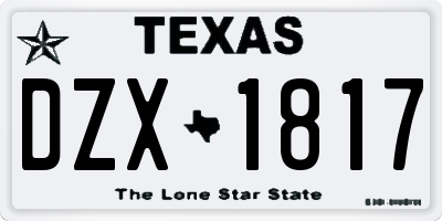 TX license plate DZX1817