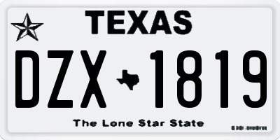 TX license plate DZX1819