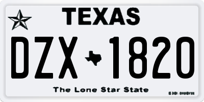 TX license plate DZX1820