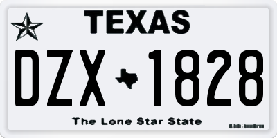 TX license plate DZX1828