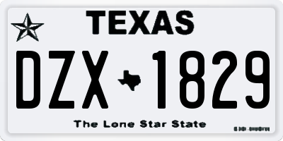 TX license plate DZX1829