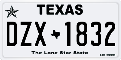 TX license plate DZX1832