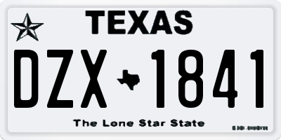 TX license plate DZX1841