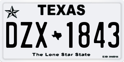 TX license plate DZX1843