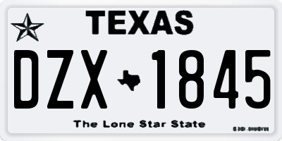 TX license plate DZX1845