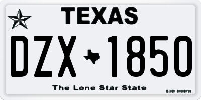 TX license plate DZX1850