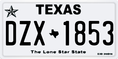 TX license plate DZX1853