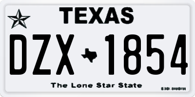 TX license plate DZX1854