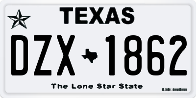 TX license plate DZX1862