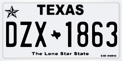 TX license plate DZX1863
