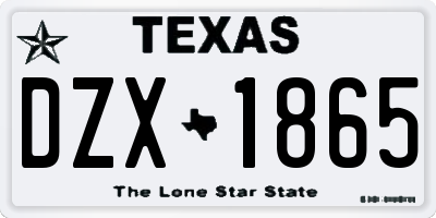 TX license plate DZX1865