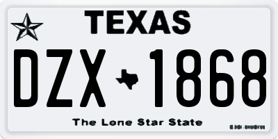 TX license plate DZX1868