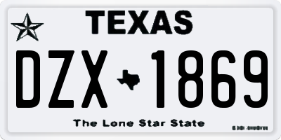 TX license plate DZX1869