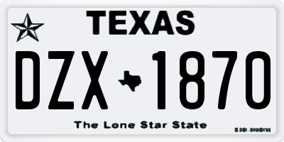 TX license plate DZX1870