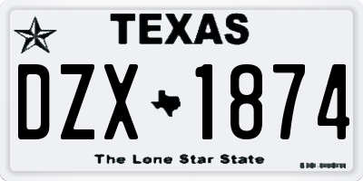 TX license plate DZX1874