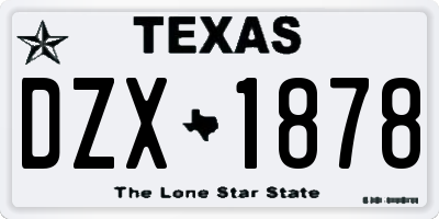 TX license plate DZX1878