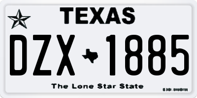 TX license plate DZX1885