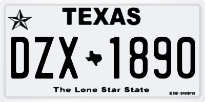 TX license plate DZX1890