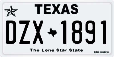 TX license plate DZX1891