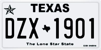 TX license plate DZX1901
