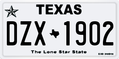 TX license plate DZX1902