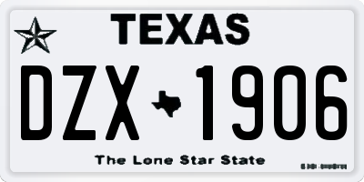 TX license plate DZX1906