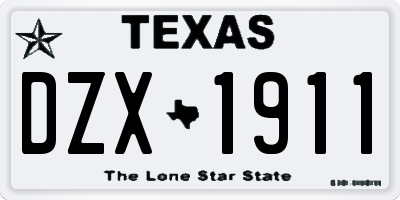 TX license plate DZX1911