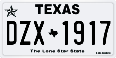 TX license plate DZX1917