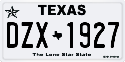 TX license plate DZX1927
