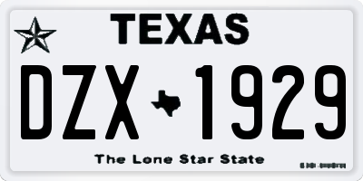 TX license plate DZX1929