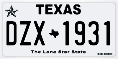 TX license plate DZX1931