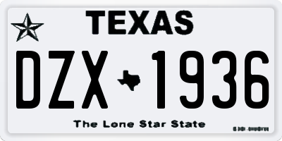 TX license plate DZX1936
