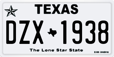 TX license plate DZX1938
