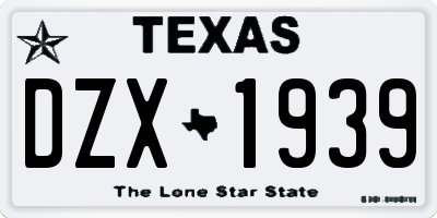 TX license plate DZX1939