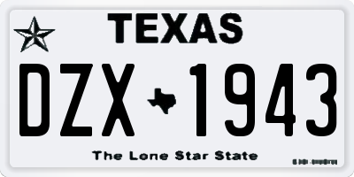 TX license plate DZX1943