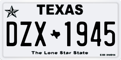 TX license plate DZX1945