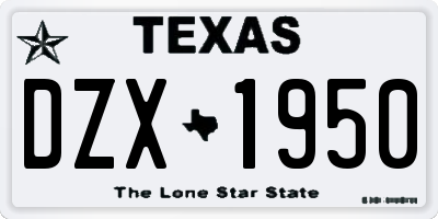 TX license plate DZX1950