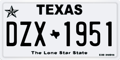 TX license plate DZX1951
