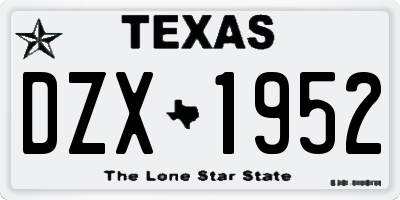 TX license plate DZX1952