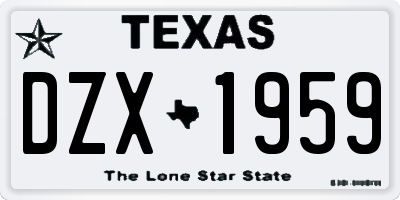 TX license plate DZX1959