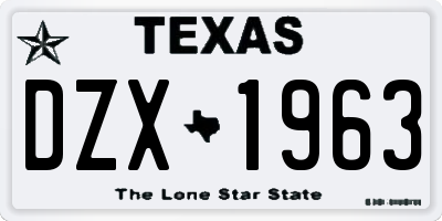 TX license plate DZX1963