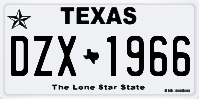 TX license plate DZX1966