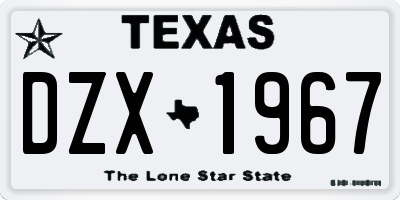 TX license plate DZX1967
