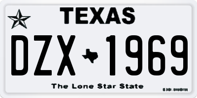 TX license plate DZX1969
