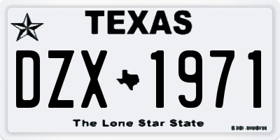 TX license plate DZX1971