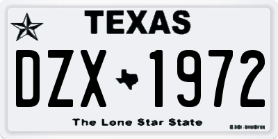 TX license plate DZX1972
